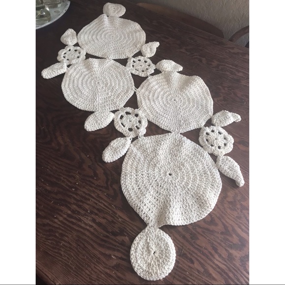 Vintage boho crochet knitted table runner bohemian - Picture 2 of 5